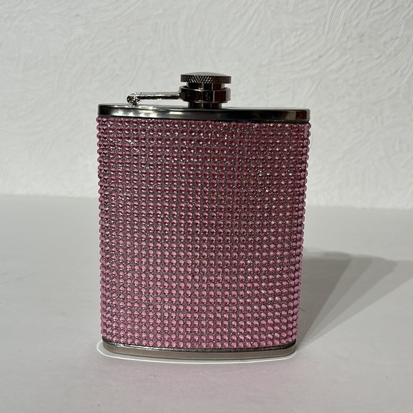 OGGI NWOT - Stainless steel 6oz FLASK bling pink sparkle girly girl style - Picture 4 of 9